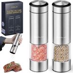 FORLIM Electric Salt and Pepper Grinder Set, Upgraded Washable Silo，More Silent，Large Capacity, Batteries Powered Automatic One-Handed Operation with LED, Adjustable Coarseness Pepper Mill Refillable