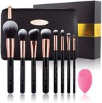 Oscar Charles 8-Piece Professional Makeup Brush Set with Beauty Sponge and Luxury Clutch Cosmetic Bag and Beautiful Gift Box - Rose Gold
