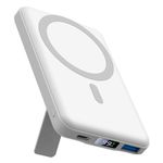 Mag-safe Power Bank 10000mAh, AOGUERBE Wireless Portable Charger, Magnetic Battery Pack with Stand, Foldable Mag-safe Powerbank Fast Charge USB-C for iPhone 16/15/14/13/12/Pro/Max