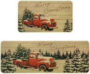 GRANNY SAYS Christmas Kitchen Rugs, Sets of 2 Kitchen Mats for Floor, Christmas Decorations Indoor, Washable Rugs for Kitchen Floor Mat, Holiday Kitchen Rugs, 17x30 and 17x47, Farmhouse Trucks