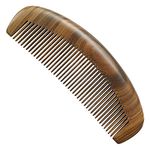 Green Sandalwood Hair Comb, Handmade Fine Toothed Wooden Comb, Semi Circular Wooden Comb, Natural Wood Comb for Women Men, Large Moon Shaped Wooden Comb for Curly Hair and Long Straight Hair