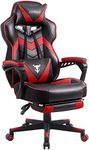 Zeanus Gaming Chair Big and Tall Game Chairs for Adults with Footrest Ergonomic Gaming Computer Chair with Massage Recliner Computer Chair High Back Gaming Chair PU Leather Racing Gamer Chair Red