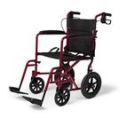 Karman Healthcare LT-1000HB-BD Folding Aluminum Transport Chair with Companion Brakes, Burgundy, 19-Inch Seat Width