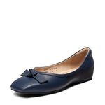 DREAM PAIRS Women's Dressy Ballet Flats, Comfortable Low Wedge Square Toe Shoes,Size 10,Navy,SDFA2309W