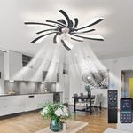 TATANE 78Cm Ceiling Fan with Remote Control Reversible Dc Motor Dimmable Ceiling Fan with Light 6 Air Speeds for Living Room Bedroom Winter and Summer Function