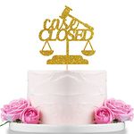 Gold Glitter Case Closed Cake Topper for Congrats Grad / I'm Done / Law School Graduation , College / High School Lawyer Graduated Party Decoration