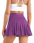 Betaven Pleated Tennis Skirts for Women with Shorts Pockets High Waisted Golf Skirt Skort Athletic Running Activewear A-Purple Medium