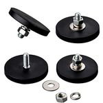 ULIBERMAGNET 4Pack Anti-Scratch Mounting Magnets Strong 24LB M6 Male Thread Stud, Rubber Coated Neodymium Magnets with Stud for Mounting led Lighting, Fixtures, Holding Tools and Organiazation Items