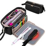 Fasrom Hair Tools Travel Bag with Heat Resistant Mat for Flat Iron, Curling Iron and Hair Straightener, 2 in 1 Hair Dryer Travel Case to Organize Hair Styling Tools, Black (Patent Design)