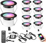GEYUEYA Home LED Decking Lights RGBW, Ø31MM 12V RGB+Warm White Plinth Lights WiFi Controller Waterproof IP67 LED Deck Lights for Patio Steps Garden Decoration with Remote Control-10 Packs