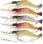 Yolo Tackles Silicone Simulation Live Shrimp Fishing Soft Prawn Lure Hook Bait Tackle - 5pcs