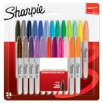 Sharpie Permanent Markers | Fine Point for Bold Details | Assorted Colours | 24 Marker Pens