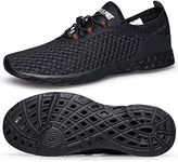 DOUSSPRT Men's Water Shoes Quick Drying Sports Aqua Shoes DarkBlack Size 10.5