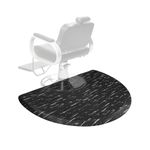 Amcomfy Anti Fatigue Semi Circle Salon Mat for Hair Stylist Anti-Slip Antique Series Salon & Barber Shop Chair Floor Mat (3' x 5' x 1/2'', Marbled Black)