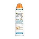 Garnier Ambre Solaire SPF 50+ Kids Anti-Sand Mist, Children's Sun Protection Spray, Non-Greasy and Fast-Absorbing, Water- and Sand-Resistant, Hypoallergenic, Sensitive Advanced, 150 ml