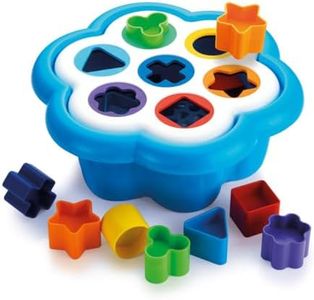 Quercetti Daisy Shape Sorter - Classic 16 Piece Shape and Color Sorting Toy (Made in Italy)