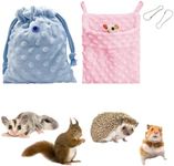 TTMIMIK ​2 Pcs Sugar Glider Warm Bonding Sleeping Pouch Small Pet Cotton Hanging Comfortable Nest Bed for Sugar Glider, Hamster, Gerbil, Mouse, Pet Accessory (Pink+Blue)