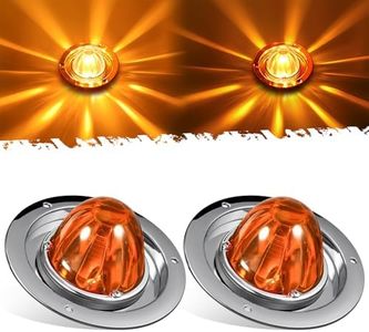 Partsam 2Pcs Amber Glass Lens Watermelon Lights Kit LED Side Marker Turn Signal Lights with Stainless Steel Bezel and Base Replacement for Peterbilt Freightliner Trucks Trailers RVs Motohomes