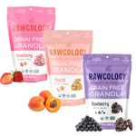 Rawcology - Fruity Mix (Blueberry, Strawberry, Peach) | Grain Free + Gluten Free Granola | Healthy Cereal | Vegan, Low Sugar, Keto, Paleo, Peanut Free, NON-GMO, Allergen Friendly (3x200)