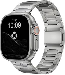 FiNESTONE Grade 5 Titanium Watch Band for Apple Watch Ultra 3/2/1 49mm & Series 11/10 46mm - 22mm Wide-Body Apple Watch Ultra Band with Scratch Resistant DLC Coating for men - QT-X009 Luxury Series, Titanium