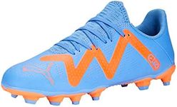 PUMA Unisex-Child Future Play Firm Artificial Ground Sneaker, Blue Glimmer-white-ultra Orange, 2.5 Big Kid