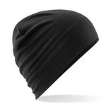 Beechfield - Black Merino Wool Beanie Hat - Unisex Winter Hat, Lightweight Performance and One Size Beenie Hat - Double Layer - Made of 100% Merino Wool