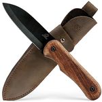 BeaverCraft Bushcraft Knife Full Tang Survival Knife with Leather Sheath Campcraft Carbon Steel Knife, Small Bushcraft EDC Fixed Blade Knife, Bush Camping Knives Gift for Men | BSH5 Shadow