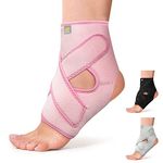 BRACOO FS10 Ankle Support, Open-Heel Ankle Brace with Adjustable Straps – for Achilles Tendonitis, Weak Ankles, Ligament Damage, Sprains and Sports Injuries (Pink, S/M)