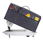 FREDDO Sewing Machine Cover with Storage Pockets, Tailoring Stitching Silai Machine Compatible with Most Standard Singer Juki Jack Usha Brother (Black Color) 20x11x10 Inch, Felt