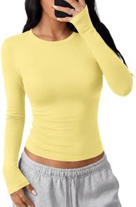 Trendy Queen Cotton Long Sleeve Shirts for Women Light Yellow Medium