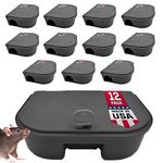 Exterminators Choice Black Bait Boxes | Includes Twelve Bait Stations and One Key | Bait Box to Control Mice and Other Pests