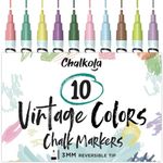Liquid Chalk Markers for Blackboards (10 Vintage Colors) - Fine Tip Dry Erase Marker Pens for Chalkboards Signs, Windows, Bistro - 3mm Reversible Tip - 50 Chalkboard Labels Included