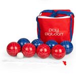 Play Platoon 90mm Bocce Ball Set with 8 Balls, Pallino, Carry Bag & Rope - Red & Blue 2 to 8 Person Game