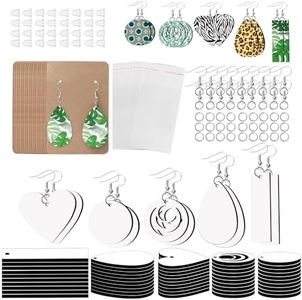 1250 Pieces Sublimation Earring Blanks Bulk DIY Jewelry Craft Making Kit with 250 Earing Hooks 250 jump Rings 250 Ear Plugs,125 Earring Cards Holder and Clear Package Bags for Birthday Gifts Supplies