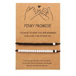 2Pcs Pinky Promise Bracelet with Card Matching Friendship Bracelets Soulmate Friend Gifts for Boyfriend Couple Bracelets