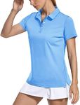 KEFITEVD Women's Summer Polo Shirt Short Sleeve Golf Tennis Top UPF 50+ Quick Dry Sport T Shirt,Waterfall Blue,M