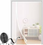 Side Opening Magnetic Fly Screens for Doors 180×250cm White Fiberglass,Heavy Duty Bugs Door Screen,Reversible Left Right Anti Mosquito Mesh Fly Curtain with Powerful Magnets & Full Frame Magic Tape