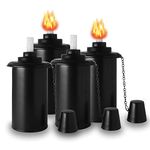 NCYOEW 16OZ Refill Torch Canister for Tiki Torch, Citronella Torch Fuel Canisters with Wicks and Covers, Outdoor Patio Torch for Luau Party, DIY Garden Torch Decor, Pack of 4