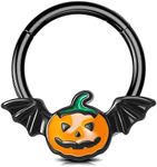 Jewseen Halloween Septum Rings Pumpkin Hinged Segment Rings Black Daith Piercing Jewelry Cartilage Hoop Earring Nose Rings Hoops for Women