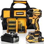 EWORK Impact Driver 21V Brushless Cordless Impact Driver Set, 4-Speed, 2300 In-lbs, Compact 1/4 Impact Driver Kit with 2.0Ah Battery, Fast Charger, Screwdriver Bit Set, Bit Holder, Belt Clip, Tool Bag