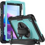 Herize Case for Lenovo Tab M10 Plus (3rd Gen) 10.6" 2022 w/Screen Protector & Pencil Holder, Rugged Heavy Duty Hybrid Shockproof Cover with Kickstand Hand/Shoulder Strap TB125FU/TB128FU SkyBlue