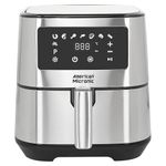 AMERICAN MICRONIC- Air Fryer-Digital- 6.5 Litre, 8 Preset Menus, 1700W Power, 200C Temperature and 60 Minute Timer - AMI-AFD-65LDx-Digital- Free recipe book-Black & Steel