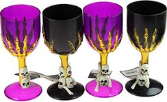 Gem Imports Set Of 4 Kids Spooky Plastic Halloween Drinking Goblet Cups - Purple Black