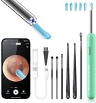 Ear Wax Removal, Ear Cleaner with Camera and Light, Ear Wax Removal Kit with 8 Pcs Set, Ear Wax Removal Tool Camera with 1080P, Ear Cleaning Kit with 6 Spoons, Ear Camera for iOS & Android (Green)