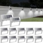 Otdair Solar Lights for Outside, 12 Pack Solar Deck Lights Outdoor, Waterproof Fence Solar Lights for Fence, Patio, Garden, Pathway, Cold White