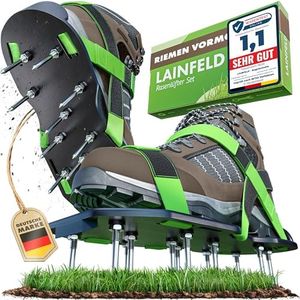 LAINFELD Nagelschuhe mit Klettverschluss | Rasenbelüfter + Estrichschuhe | Rasenlüfter Vertikutierer für Rasen belüften Aerifizierer Garten Schuhe
