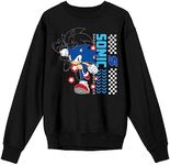 Bioworld Sonic The Hedgehog Modern Blue Hedgehog Crew Neck Long Sleeve Black Adult Sweatshirt-Small