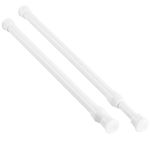 KXLife 2 Pack Small Spring Tension Curtain Rod for Window Cupboard Closet (White, 12 to 20 Inch)