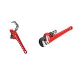 RIDGID 31305 Model E-110 Hex Wrench, 9-1/2-inch Offset Hex Wrench & 31020 14-inch Heavy-Duty Straight Pipe Wrench, 14-inch Plumbing Wrench