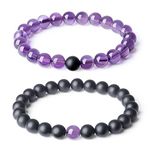 COAI Matte Onyx Amethyst Healing Crystals Mala Stones Relationship Couple Bracelet